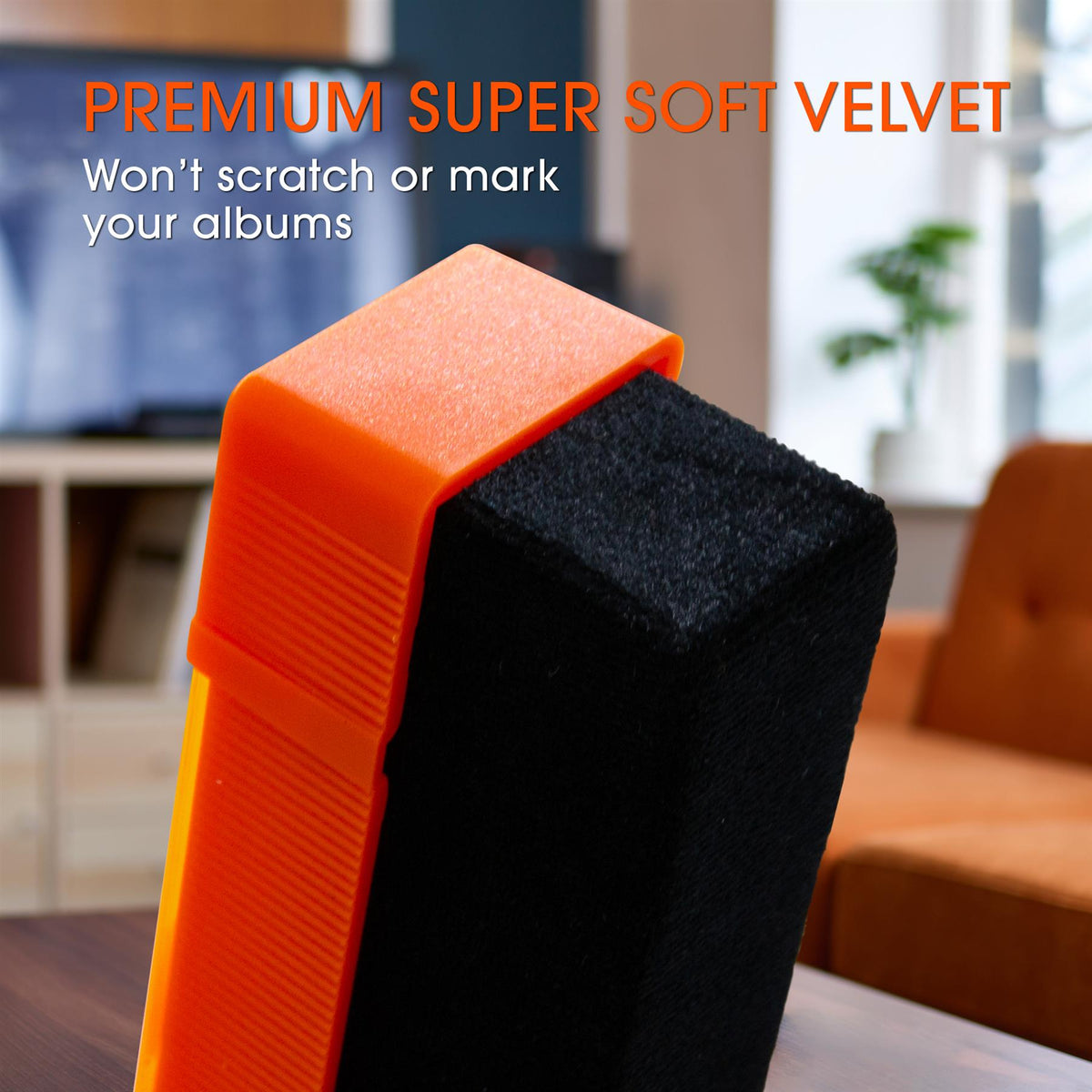 2-in-1 Velvet Record Brush (Orange)