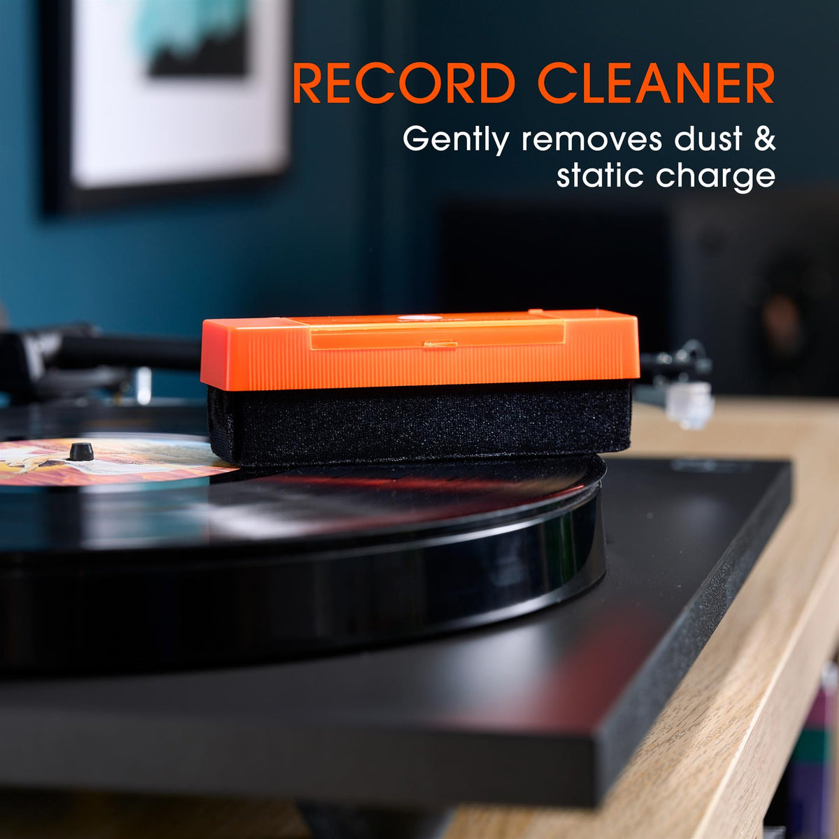 2-in-1 Velvet Record Brush (Orange)