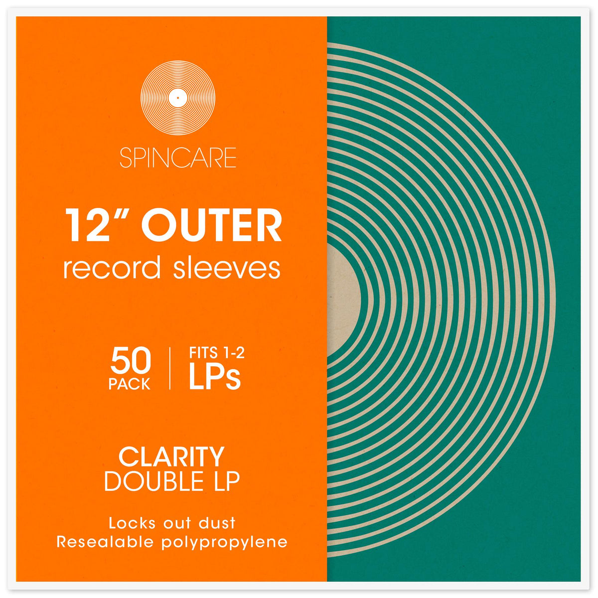 12" CLARITY DOUBLE Resealable Outer Sleeves (50 Pack)