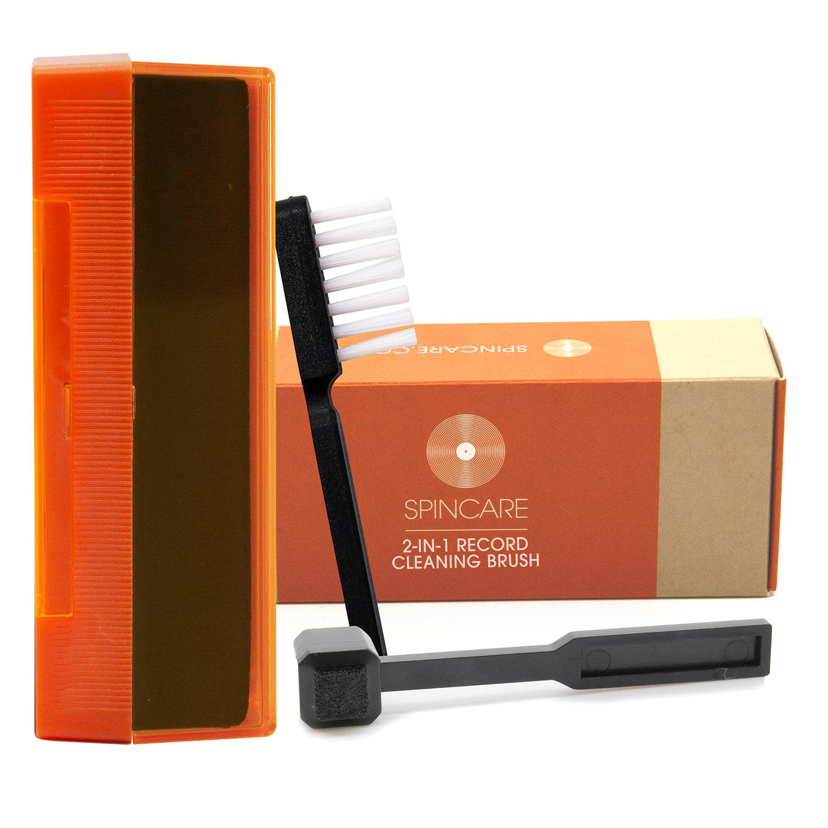 2-in-1 Velvet Record Brush (Orange)